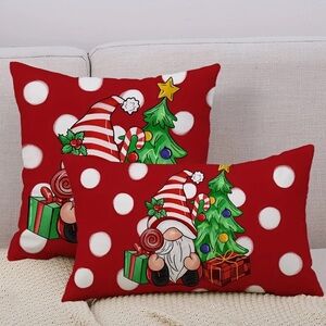 2pc Double Sided Winter Holiday Throw Pillow Covers -